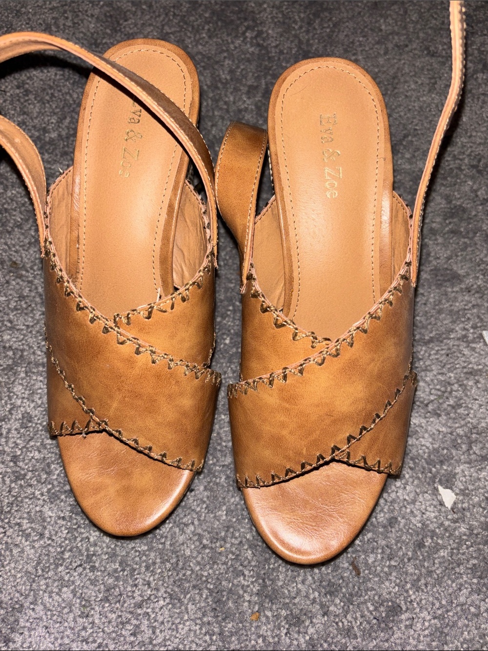 Eve & Zoe Tan Leather Slingback Heels